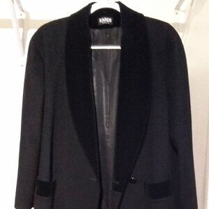 KAREN 100% WOOL BLACK OVERCOAT SIZE MEDIUM
